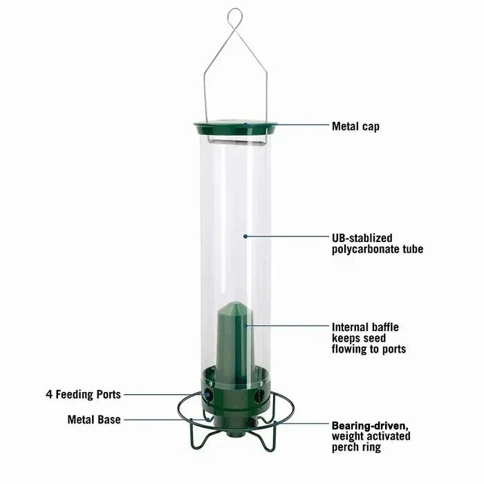 Rotating Perch Bird Feeder with Spinning Weight-Activated Gate and 5lb Capacity