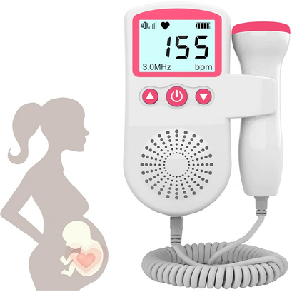 Portable Fetal Doppler with 3MHz Ultrasound Probe and Backlit LCD Display
