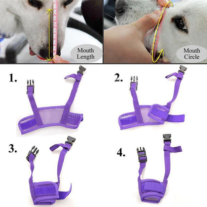 Breathable Mesh Dog Muzzle with Adjustable Strap and Nylon Construction
