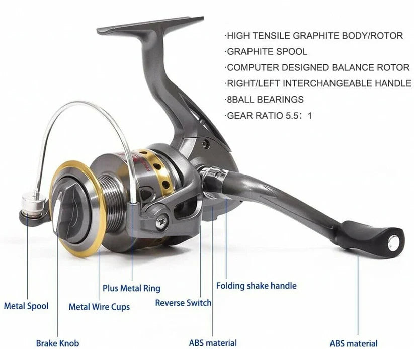 Telescopic Fishing Rod with Spinning Reel and Carrying Bag, Complete Tackle Kit