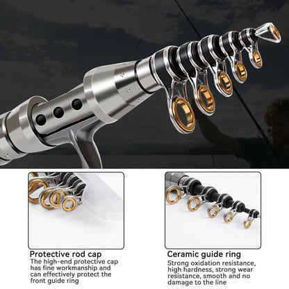 Telescopic Fishing Rod with Spinning Reel and Carrying Bag, Complete Tackle Kit