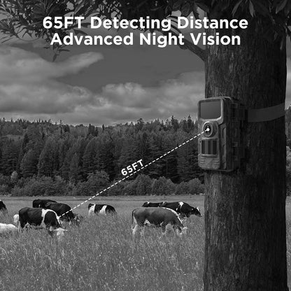 Wildlife Camera with 16MP Photos and Infrared Night Vision, 1080P Video