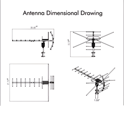 Motorized Outdoor HD TV Antenna with 360 Degree Rotation and Signal Filtering, 33ft Cable