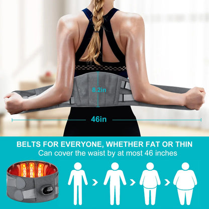 Cordless Heating Massager Belt with Infrared Technology and Vibration Modes, 5 Heat Settings
