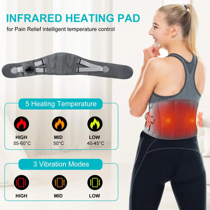 Cordless Heating Massager Belt with Infrared Technology and Vibration Modes, 5 Heat Settings